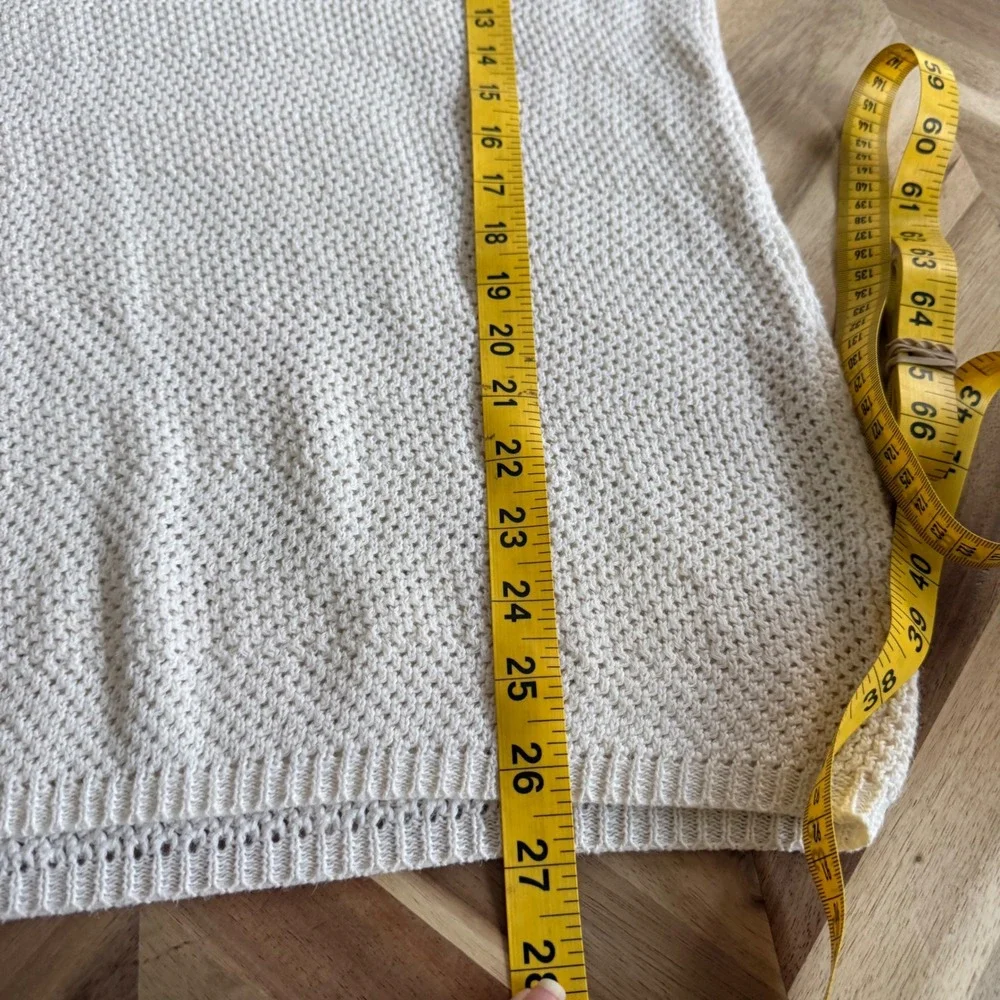 International Male Vintage Knit Sweater Tee Cream Ramie Cotton Mesh Top Mens M